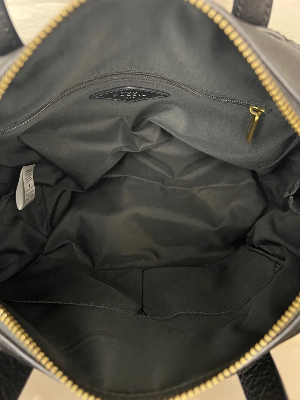 Fossil Black Leather Zip-Top Tote - Picture 3 of 10